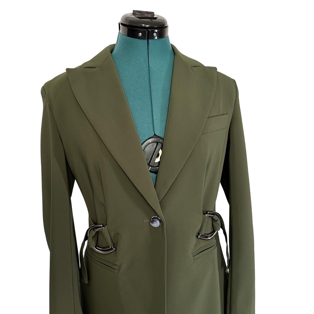 LITA by Ciara Blazer Womens XS Olive Green Belted D-Ring Jacket Made Italy LS7-1 - Picture 4 of 12